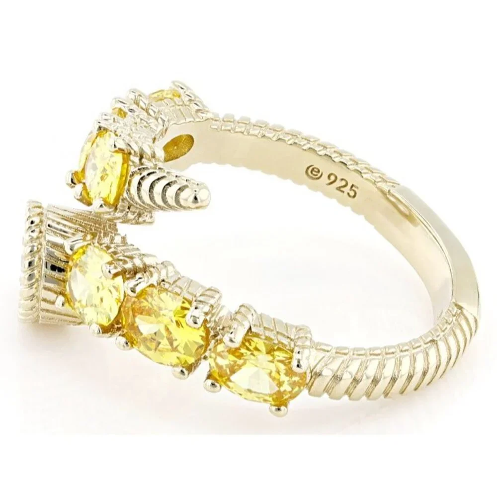 Judith Ripka 4.49CTW Canary & White Bella Luce 14K Gold Clad Haute Ring Size 9 - Picture 3 of 4